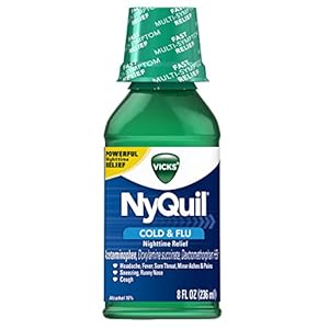 Vicks NyQuil Cold & Flu Nighttime Relief, Original Liquid 8 Fl Oz (Pack of 12)