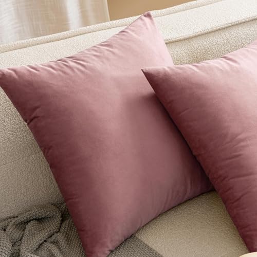 Image of 2 Piece Holland Velvet Cushion Cover, 12x12 inch | 31x31 cm | Rose Gold | Solid Plain Soft & Smooth. Decorative Pillow Cases for Living Room, Bedroom, Couches, Sofa, Bed & Home Decor