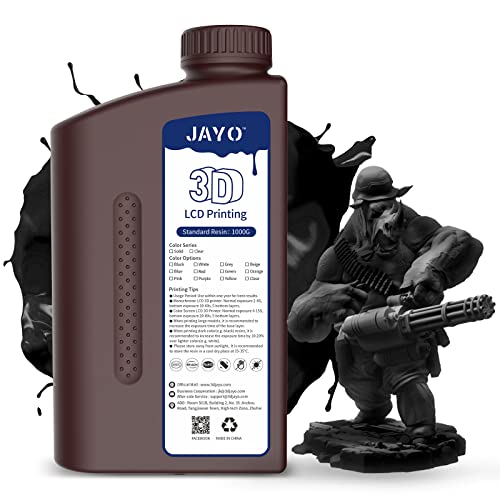 JAYO Résine d'imprimante 3D Noir 1000g, UV 405nm Résine Rapide pour 2K 4K 6K 8K LCD/DLP/SLA 3D Imprimante, Standard Photopolymère Résine Liquide Matériaux d'Impression 3D Cover