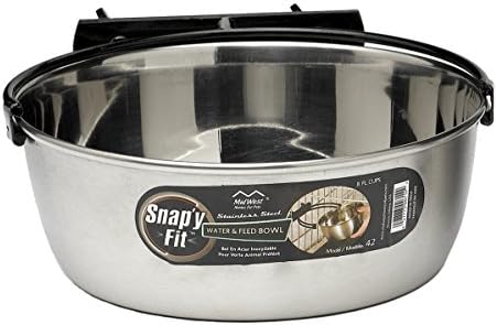 MidWest Homes for Pets Snap'y Fit Futternapf oder Wassernapf aus Edelstahl, 1,9 ml, Befestigung an Gitterbox, kippfreies Design, rostfrei, für große Hunde und Katzen