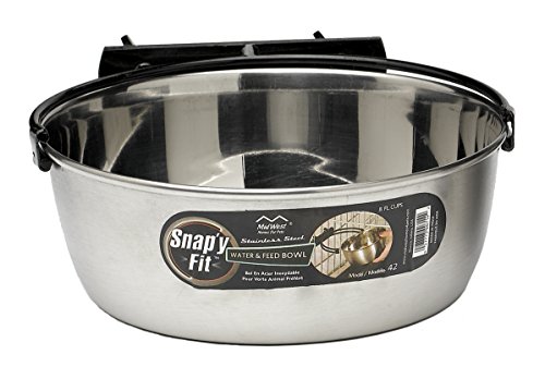 MidWest Homes for Pets Snap'y Fit Stainless Steel Food or Water Bowl, Holds 2 Quarts, Mounts to Wire Crates, No-Tip Design, Rust-Resistant, for Large Dogs and Cats by MidWest Homes for Pets - Used condition - US$16.37