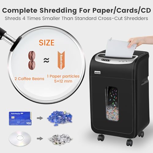 Image of VidaTeco Micro-Cut 18-Sheet Heavy Duty Paper Shredder, P-4, 30L Bin | Heavy-Duty for Home Office, 60-Min Runtime, Shreds Paper, Cards, Staples & Clips; Jam-Proof, 30L Pullout Bin with Wheels