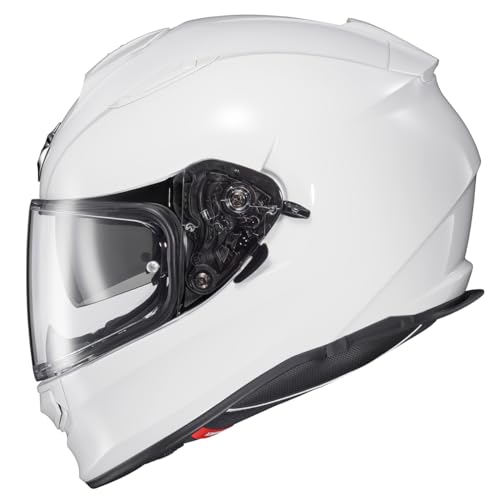 ScorpionEXO Ryzer Full Face Motorcycle Helmet with Pinlock Ready Shield with Integrated Speaker Pockets DOT ECE Approved Solid (Gloss White - X-Large)