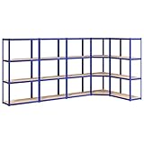 ALLFORYOURS 4-Layer Shelves Industrial Shelving 5 pcs Blue Steel&Engineered Wood Business Industrial