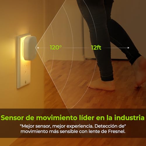 Miniatura 5 de Auvon Luz Nocturna Infantil Enchufe, Luz Con Sensor De Movimiento Y Sensor De Crepúsculo, 2 Piezas Luz Bebe Nocturna Night Light De Color Ajustable De 1-50 Lm, Escalera, Dormitorio, Cocina