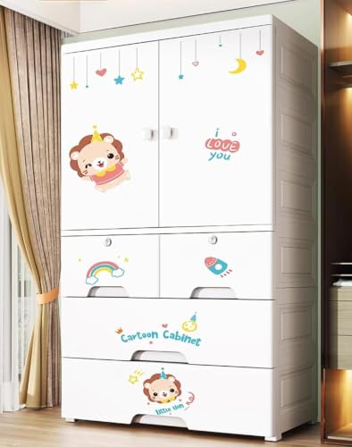Image of HIWARE Premium Modular Wardrobe for Bedroom, Kids Room and Home | Spacious Clothes Storage Cabinet with Drawers and Shelves | Modern Stylish Design, Heavy Duty, Multiuse Organizer -HSM17144-Lion