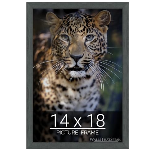 wallsthatspeak 14x18 Slate Gray Picture Frame for Puzzles Posters Photos or Artwork