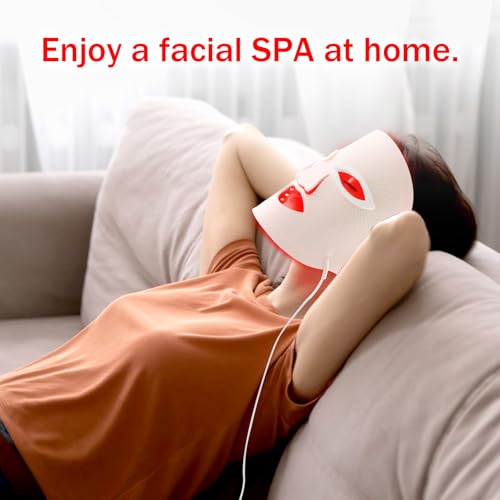 Image of Red Light Therapy Mask, Red Light Therapy for Face, 7 Colors LED Facial Mask for Wrinkle Remove & Anti Aging, Skin Care Home Travel Use,Pink (Upgraded Version)