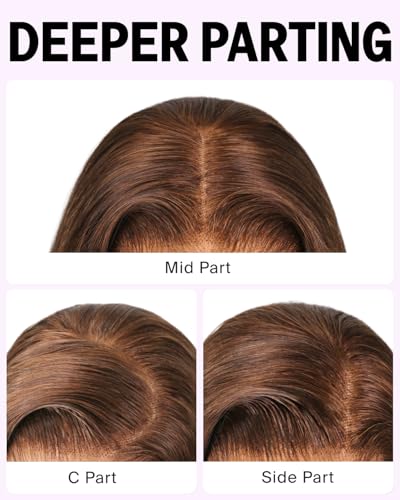 MEGALOOK Salon-Quality Wear and Go Glueless Wig Human Hair 5x6 Pre Cut Lace Front Wig 220% Density 12A Silky4# Brown Straight Wigs Upgraded Plucked Bleached Knots Wigs Human hair 18 Inch - Image 3