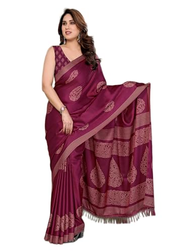 Image of Amazon Brand - Tavasya Womens Blocked Printed Daily Wear Chiffon Georgette Saree With Blouse With Blouse
