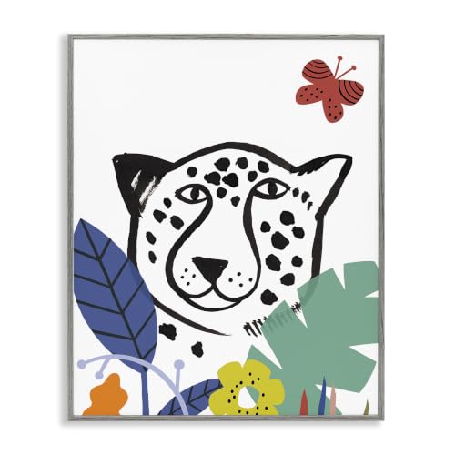 Leopard Flower Foliage Jungle Portrait, 11 x 14 Inch Framed Giclée Print