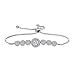 WeimanJewelry Women Round Cut Cubic Zirconia CZ Bridal Adjustable Chain Bracelet for Wedding Prom Party (Silver)