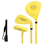 Juego de palos de golf para niños de 2 a 5 años de edad, entrenamiento de golf, para niños, niña, principiante, de madera con bolsa de palos de golf,...