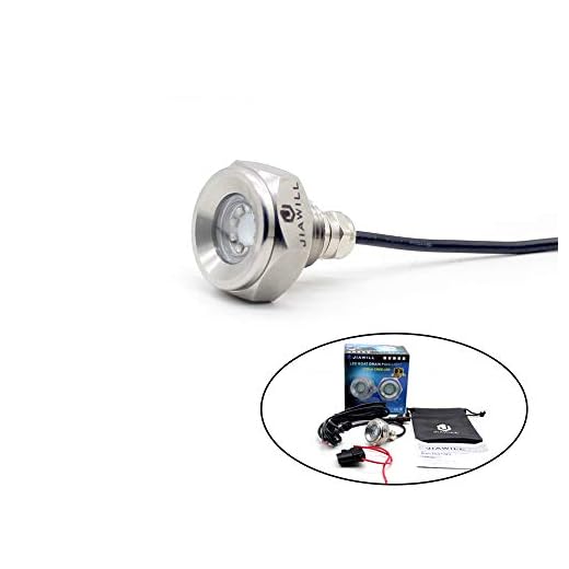 Jiawill 316L Stainless Steel Underwater 1/2" NPT 9 to 30V 27w Boat Drain Plug Light with Waterproof Connector, Internal Driver and Overheat Protection (Blue)