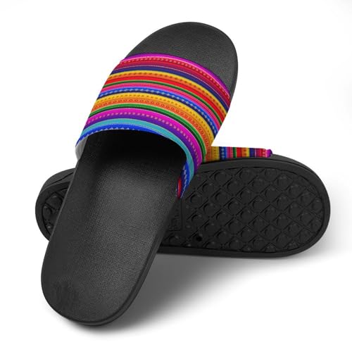 Mexican Stripes Slides Shoes Men Womens Slide Sandals Non Slip Bathroom Open Toe Shoe Lightweight Beach Shoes Flat3