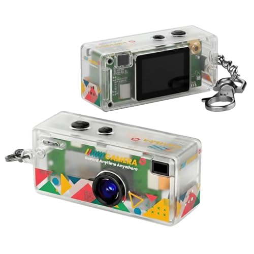 Mini Keychain Digital Camera - Y2K Retro 1080P HD Small Camcorder with 16GB Card & Keychain Included - Vintage Video & Photo Thumb Camera for Travel (Transparent)