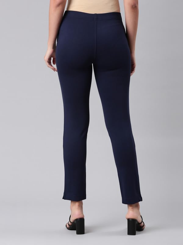 Image of GO COLORS Ponte Smart Kurti Pants Full Length for Women | Breathable, Mid Rise