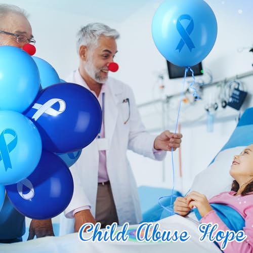 Image of Hungdao 100 Pcs Blue Cancer Awareness Ribbon Balloons Colon Rectal Prostate Cancer Balloons Arch for Ribbon Party Decorations Child Abuse Prevention Awareness Supplies(Blue)
