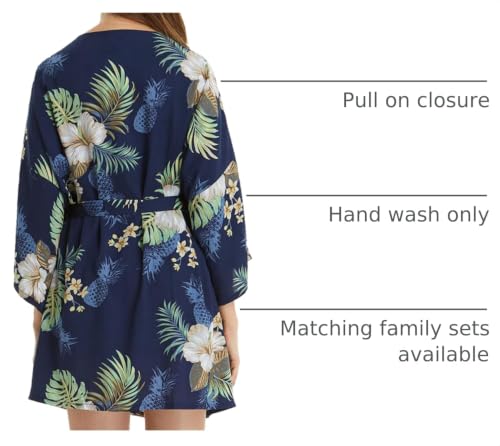 Image of Matchable Family Hawaiian Luau Men Women Girl Boy Clothes in Pineapple Garden Navy