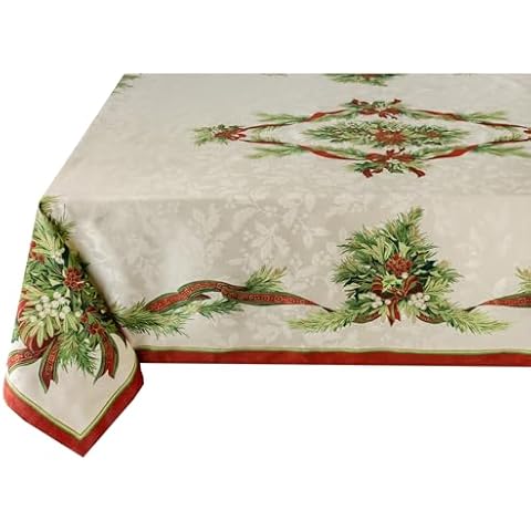 Benson Mills Christmas Ribbons Tablecloth Cover