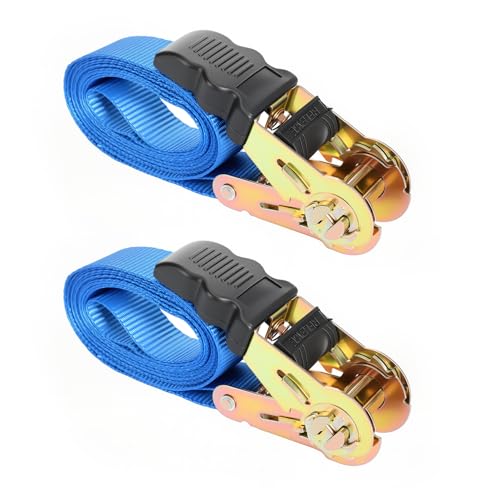 Ratchet Straps Tie Down Straps Retractable Ratchet Straps Heavy Duty 2.5M x 25MM Ratchet Strap Rachet Straps Set with Hook for Motorcycle Car Trailer Household 2Pcs