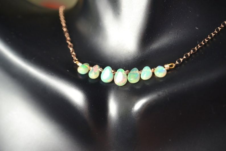 Quality Fire Ethiopian Opal Bar pear 6mm smooth 7inch Sterling Silver Stacking Beaded Bracelet, Simple Layering, Dainty Gemstone Bracelet, Fine Jewelry, Minimalist,