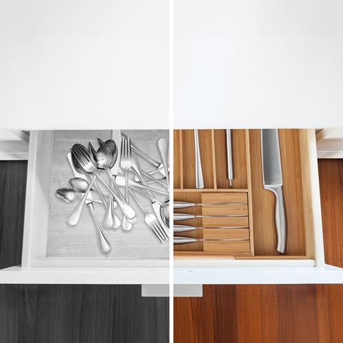 Range-couvert extensible en bambou avec séparateurs modulables