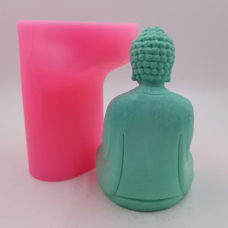 Miniatura 5 de Molde de silicona para velas de Buda de gran tamaño, para hacer velas artesanales, moldes de resina decorada, estatua de cemento de yeso, moldes de