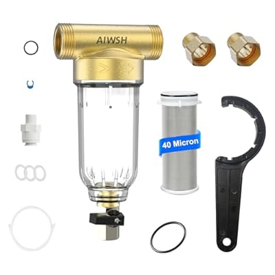 40 Micron Spin Down Sediment Filter,Reusable Whole House Sediment Water Filter,Pre-Filtration System for City Water,Sediment Filter for Washing Machine Garden Hose,25GPM,1" MNPT+3/4" FNPT+3/4" MNPT