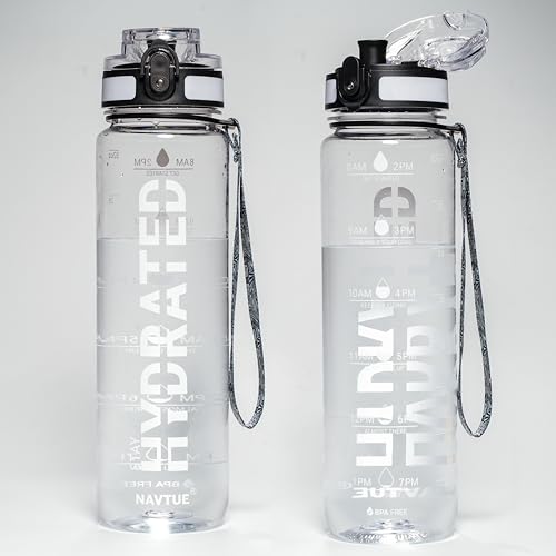 Image of Water Bottle 32 oz Motivational Time Marker Tritan Bottle