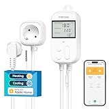 Meross Inteligente Enchufe de Digital Termostato con Sonda, 2,4GHz WiFi Controlador de Temperatura Enchufe Termostato 16A 3840W, Compatible con Apple HomeKit, Alexa y Google Home