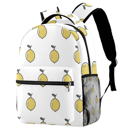 Sac à dos d'école motif citron jaune pour ados et filles 29x20x40cm