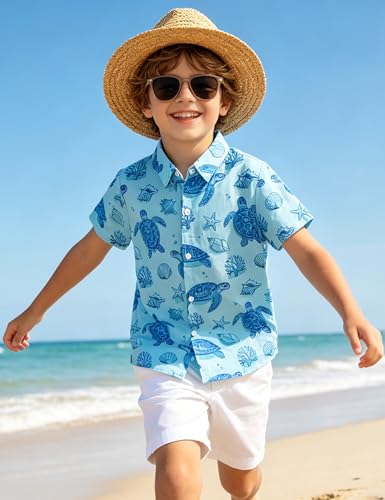 Image of Boys Hawaiian Shirt Kids Button Down Aloha Beach Hawaii Tops 5-14Y