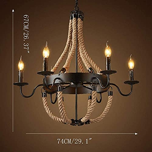 Lustre maison de campagne réglable en hauteur avec 6 douilles E27 - 6