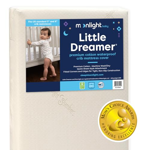 Image of Moonlight Slumber Little Dreamer Crib Mattress Cover, Ecru, Hypoallergenic - Mattress Not Included