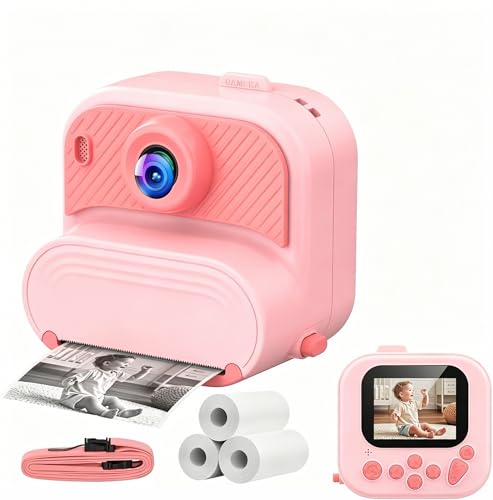 Kids Camera Instant Print,1080P HD Digital Camera for Kids with 32G SD Card Toy Gift Birthday Gifts for Girls Boys-Pink