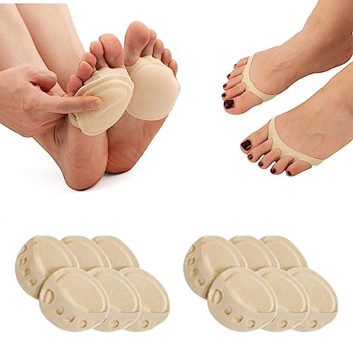 Flammi 6 Pairs Women's Toe Cover with Padding Toe Topper Liner Socks Non-Skid Bottom