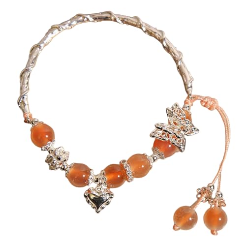 Bracelet en jade coloré et agate cœur de sucre bijou ajustable haut de gamme