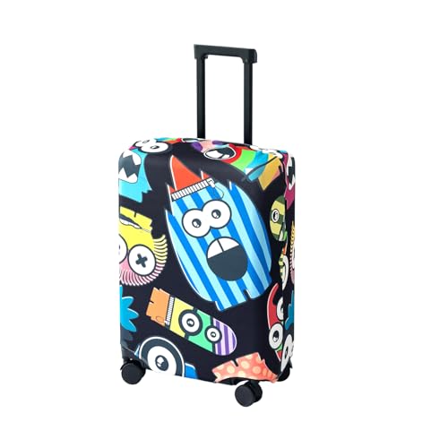 Image of HOKIPO Suitcase Covers for Trolley Suitcase, 220gsm Durable and Washable, Medium (21-22inch) - Funny Monsters (AR-6344-D9)