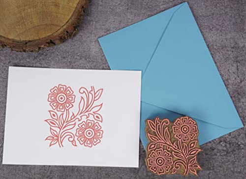Tampon en bois fleur 6" bloc d'impression textile