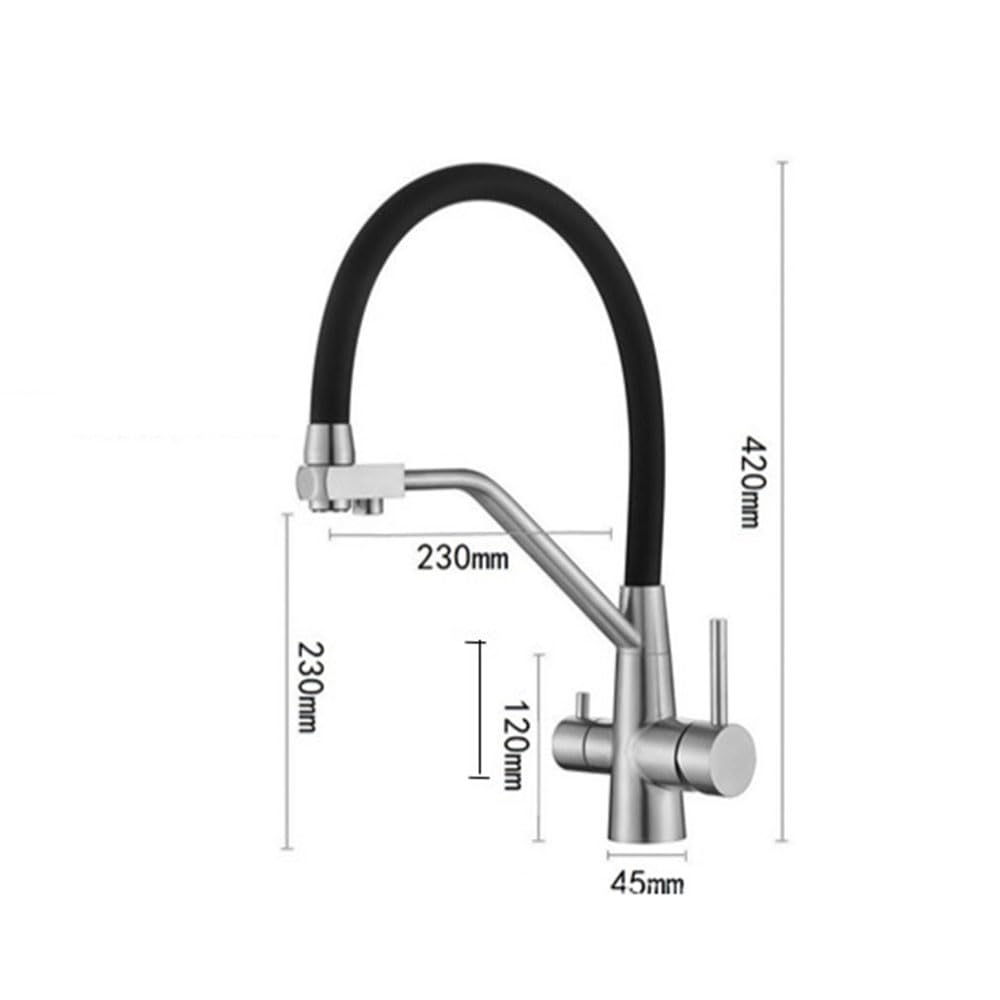 Grifo Fregadero Osmosis 3 Vias Acero Inoxidabl,Grifos Cocina Fregadero 360 Grifo Cocina con Osmosis Integrado Oro Cepillado