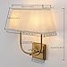 JIMUBEAM Vintage 2-Lights Wall Sconces with Linen Fabric Lampshade, Double Head Bathroom Vanity Lights Fixture in Antique Brass, Indoor Wall Lamps for Bedroom Living Room Hallway Stairway