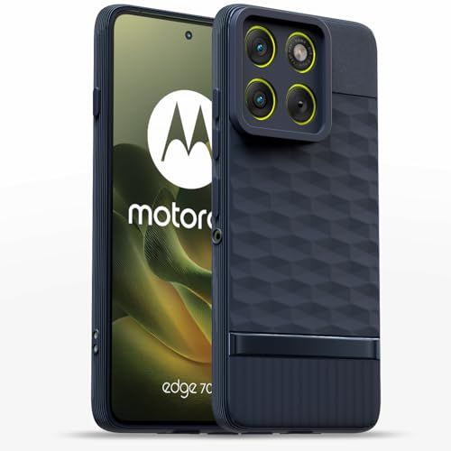 Image of Pikkme Back Cover for Motorola Moto Edge 70 5G Camera Protection 3D Hexa Cube Design Silicone Protective Bumper Case (Blue)