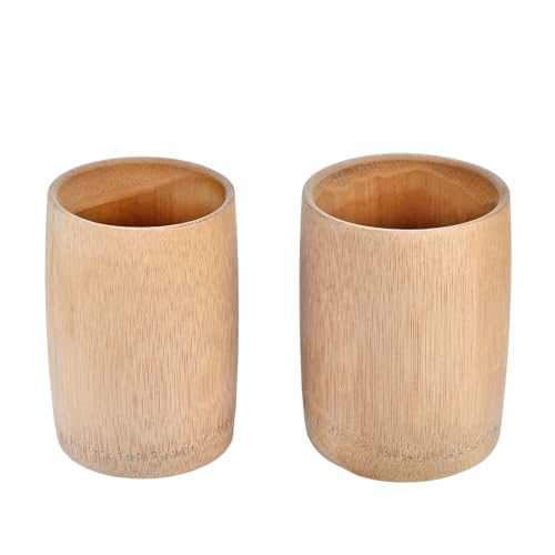 2PCS Unpainted Wooden Bamboo Coffee & Wine Mugs