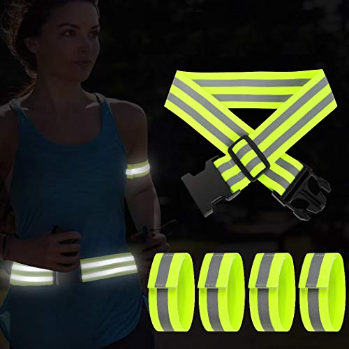 AivaToba reflecterende band voor op de fiets reflectoren voor kinderen, 5 stuks, reflecterende band voor hardlopen, joggen, fietsen, honden, wandelen, hardlopen
