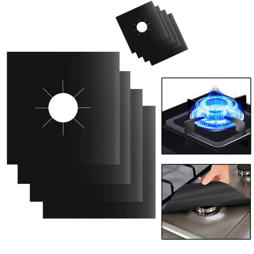 Vokowin 10 Pcs Gas Hob Range Protectors, Non-Stick Burner Protector Liner Stovetop Burner Protector Liner, Reusable Gas Stove Mats for Fast Kitchen Cleaning, 27 * 27cm (K129-10)