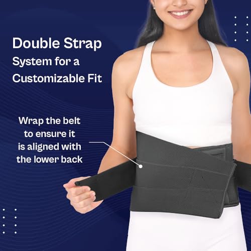 Image of TATA 1MG Lumbar Sacral Belt For Back Sprains, Strains, & Muscle Spasms, Unisex With 5 Flexible Splints for Lower Back Support, L,Pack Of 1