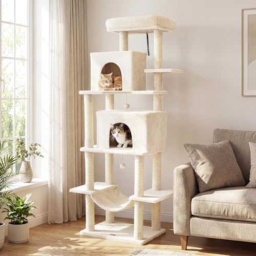 Árbol para gatos PETSITE de 70 pulgadas alto con 2 condos y rascador miniatura 1