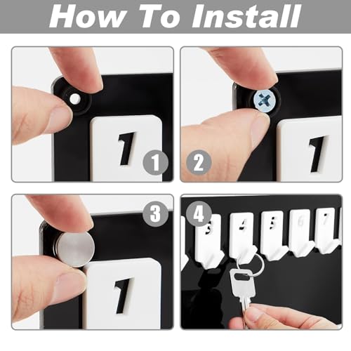 Beeveer Acrylic Key Board with 150 No. Hooks Wall Mount Key Rack Holder Hanger Storage Collection for School, Garage, Car Dealer, Office, Hotel, Real Estate(Black) — view 3