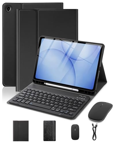 XCHYTECHER Keyboard Case for Samsung Galaxy Tab A9 Plus (SM-X210/X215)/A11 Plus (SM-X230/X235) 11.0 Rechargable Detachable Keyboard Cover for Tablet A9+ 2023/A11+ 2025 5G + Mouse (Black)